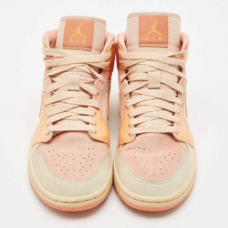 Pre Owned Air Jordans Multicolor Leather and Suede Air Jordan 1 High Top Sneakers Size 39