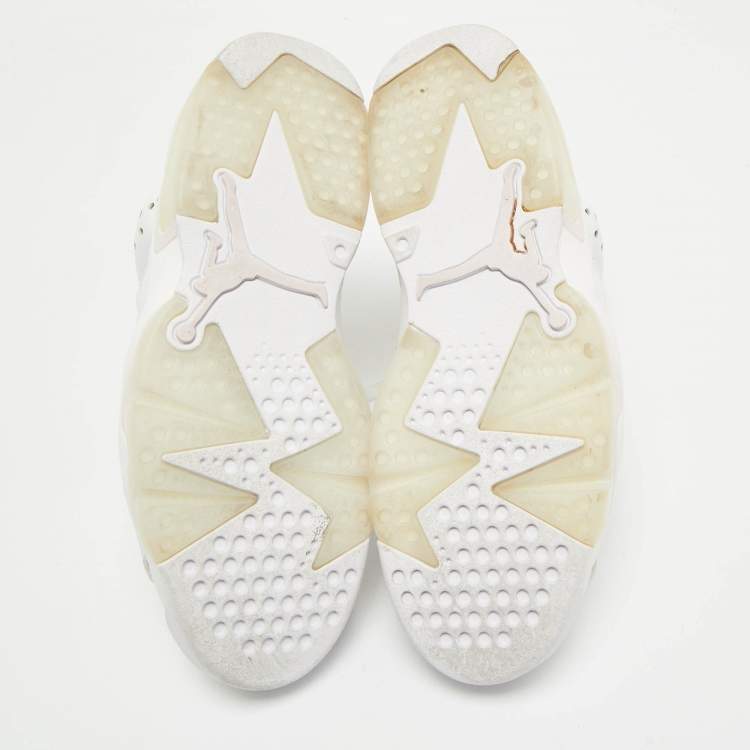 Pre Owned Air Jordans White Leather Jordan 6 High Top Sneakers Size 40