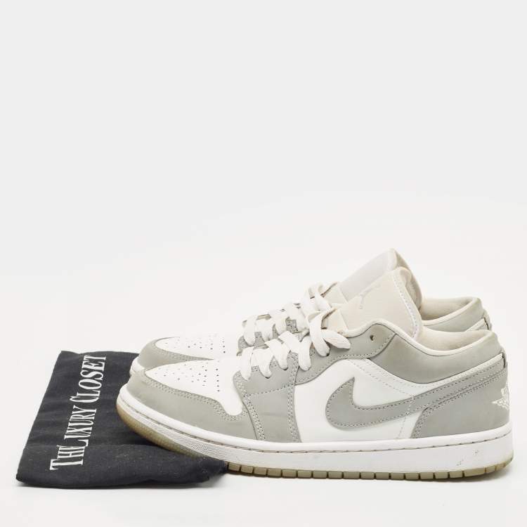 مملوكة مسبقًا Air Jordans Grey/White  Leather Air Jordan 1 SE Lace Up Sneakers Size 40.5
