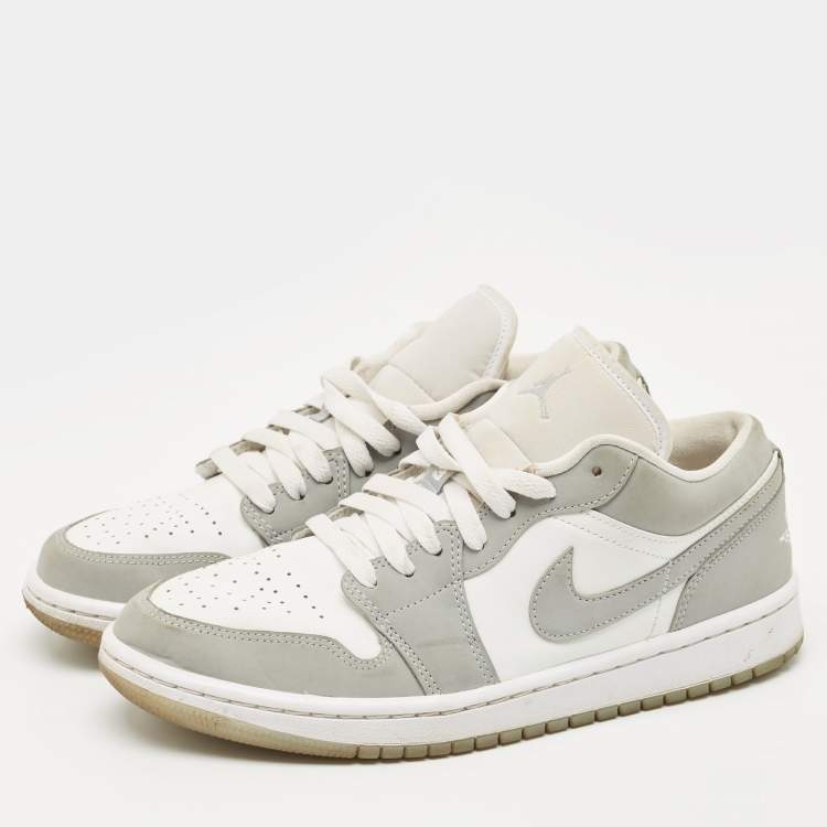 مملوكة مسبقًا Air Jordans Grey/White  Leather Air Jordan 1 SE Lace Up Sneakers Size 40.5