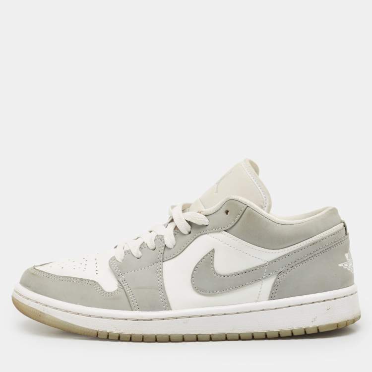 مملوكة مسبقًا Air Jordans Grey/White  Leather Air Jordan 1 SE Lace Up Sneakers Size 40.5