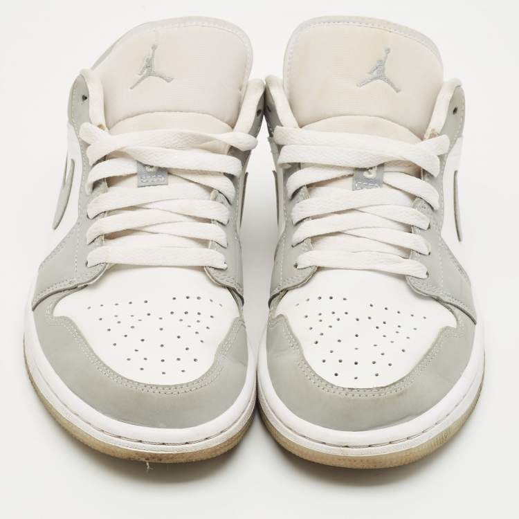 مملوكة مسبقًا Air Jordans Grey/White  Leather Air Jordan 1 SE Lace Up Sneakers Size 40.5
