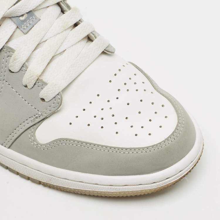 مملوكة مسبقًا Air Jordans Grey/White  Leather Air Jordan 1 SE Lace Up Sneakers Size 40.5