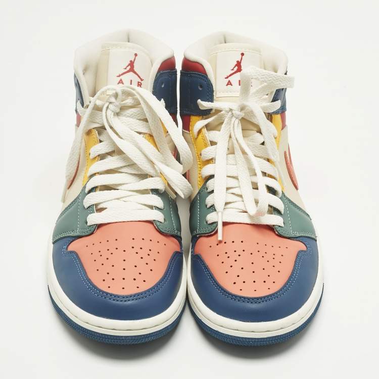 Pre Owned Air Jordans Multicolor Leather Air Jordan 1 High Top Sneakers Size 38.5