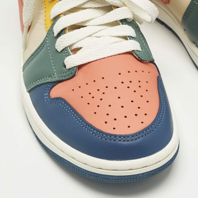 Pre Owned Air Jordans Multicolor Leather Air Jordan 1 High Top Sneakers Size 38.5