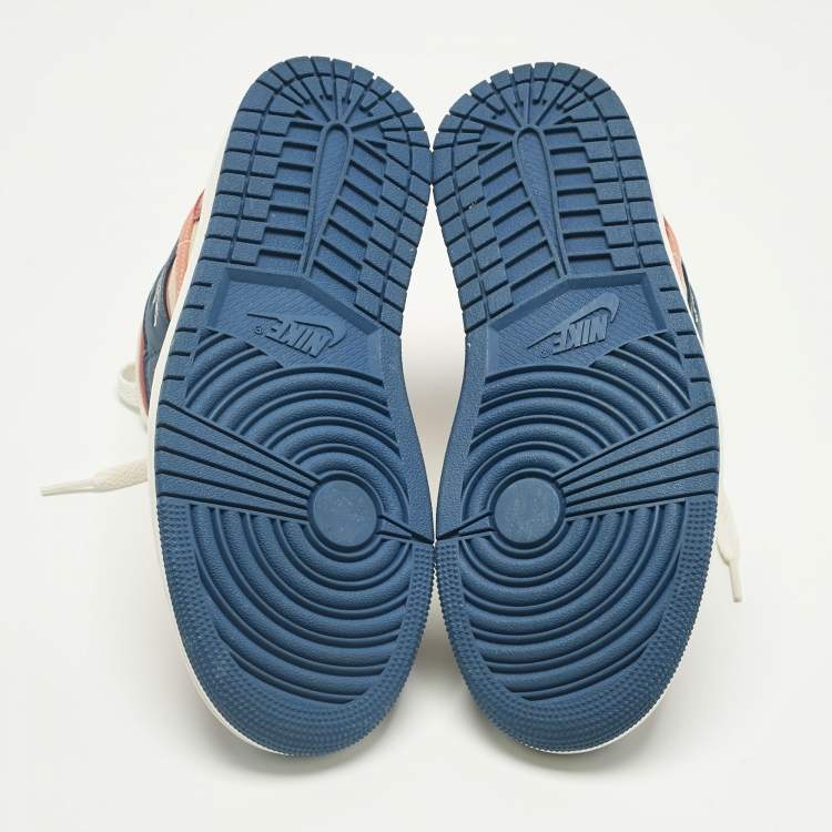 Pre Owned Air Jordans Multicolor Leather Air Jordan 1 High Top Sneakers Size 38.5