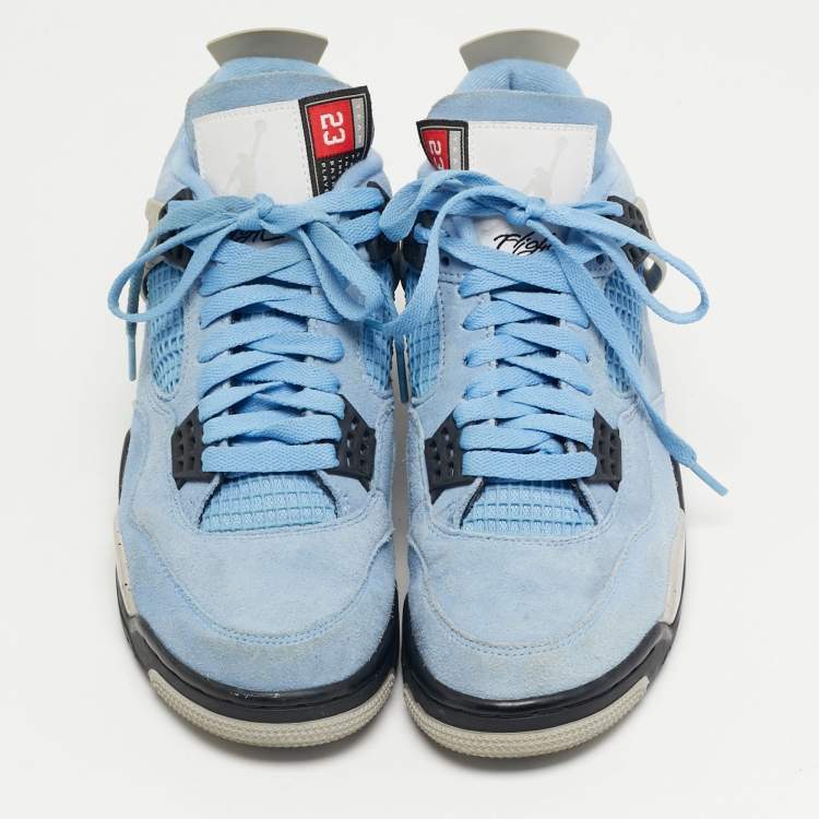 Pre Owned Air Jordans 4 Retro Size 40 Blue Rubber and Suede High Top Sneakers