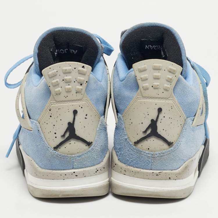 Pre Owned Air Jordans 4 Retro Size 40 Blue Rubber and Suede High Top Sneakers