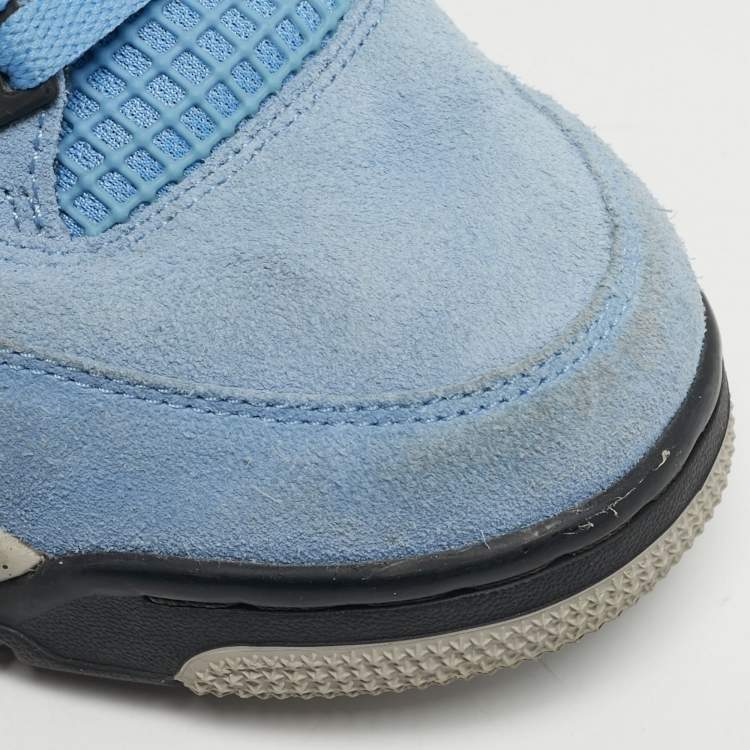 Pre Owned Air Jordans 4 Retro Size 40 Blue Rubber and Suede High Top Sneakers