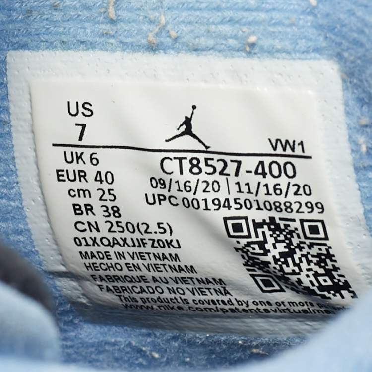 Pre Owned Air Jordans 4 Retro Size 40 Blue Rubber and Suede High Top Sneakers