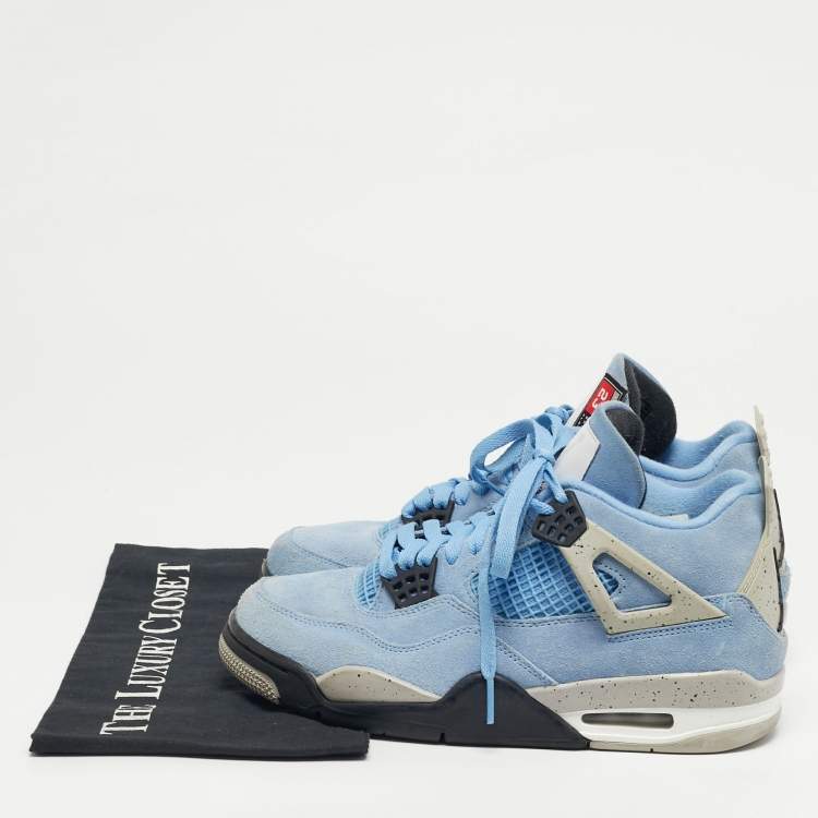 Pre Owned Air Jordans 4 Retro Size 40 Blue Rubber and Suede High Top Sneakers