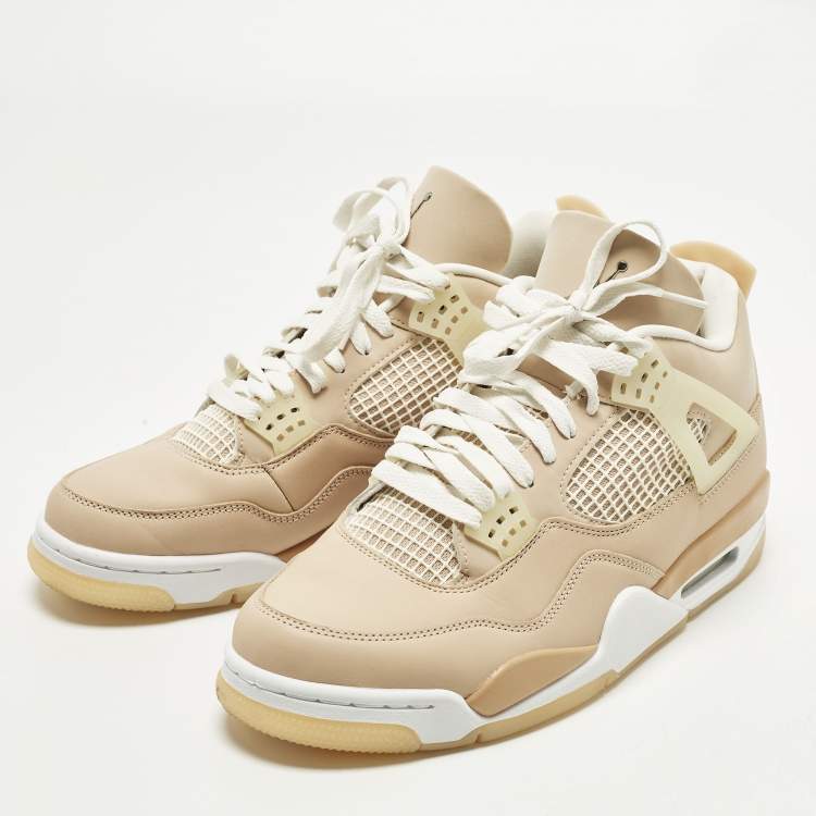 مملوكة مسبقًا Air Jordans Jordan 4 Retro Shimmer Size 44.5 Beige Durabuck Leather High Top Sneakers