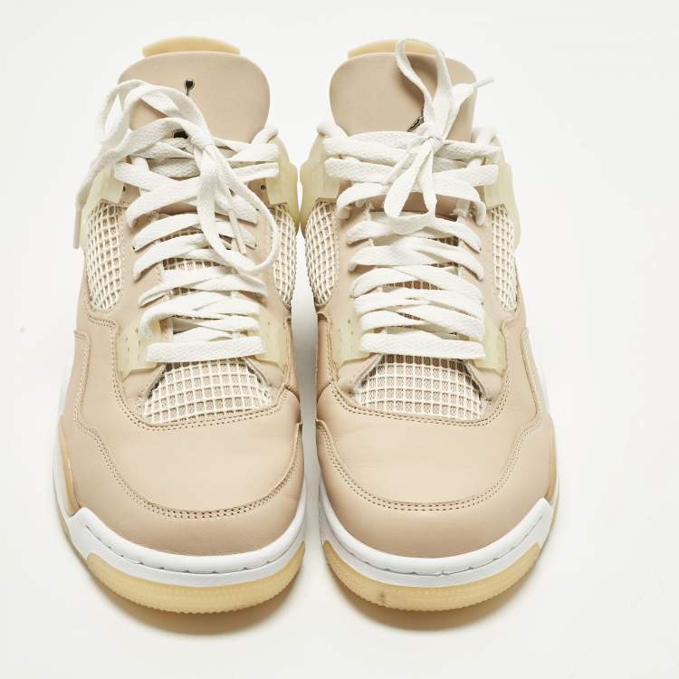 مملوكة مسبقًا Air Jordans Jordan 4 Retro Shimmer Size 44.5 Beige Durabuck Leather High Top Sneakers