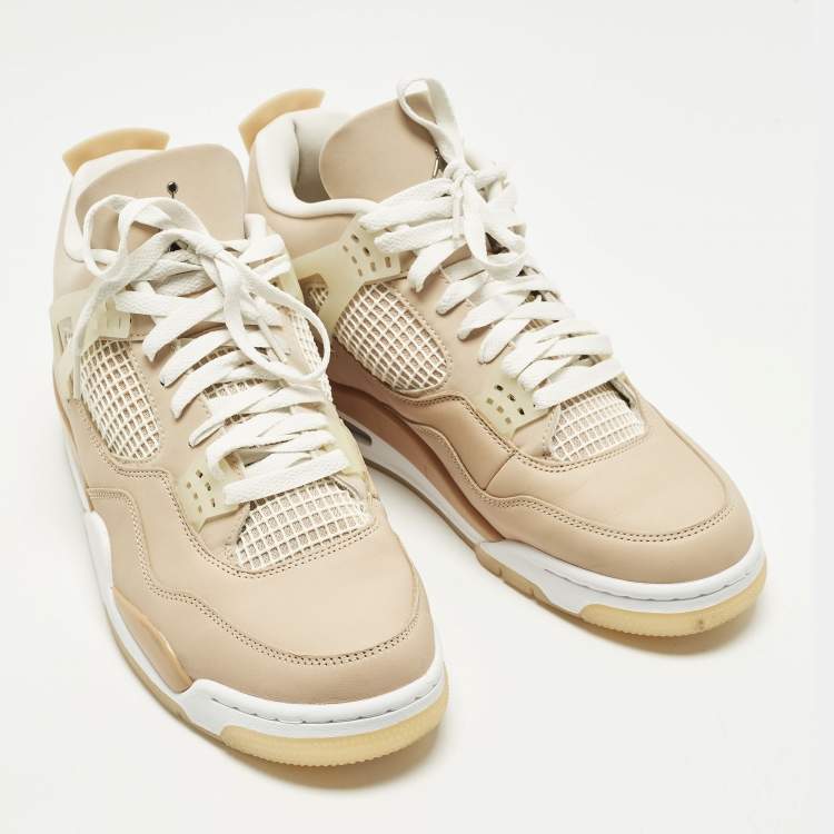 مملوكة مسبقًا Air Jordans Jordan 4 Retro Shimmer Size 44.5 Beige Durabuck Leather High Top Sneakers