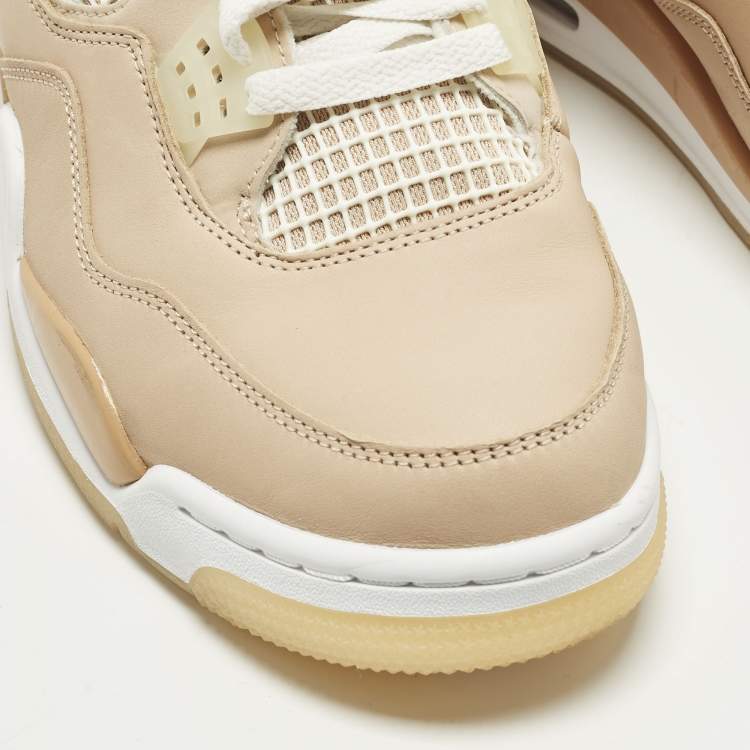 مملوكة مسبقًا Air Jordans Jordan 4 Retro Shimmer Size 44.5 Beige Durabuck Leather High Top Sneakers