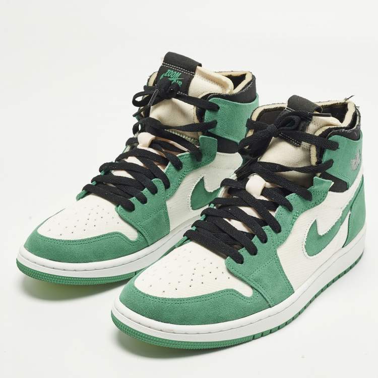 Pre Owned Air Jordans Jordan 1 Zoom Air CMFT Stadium Green Size 44.5 Multicolor Canvas and Suede High Top Sneakers