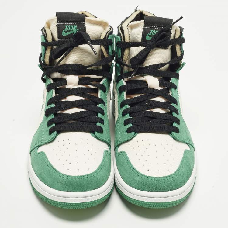 Pre Owned Air Jordans Jordan 1 Zoom Air CMFT Stadium Green Size 44.5 Multicolor Canvas and Suede High Top Sneakers