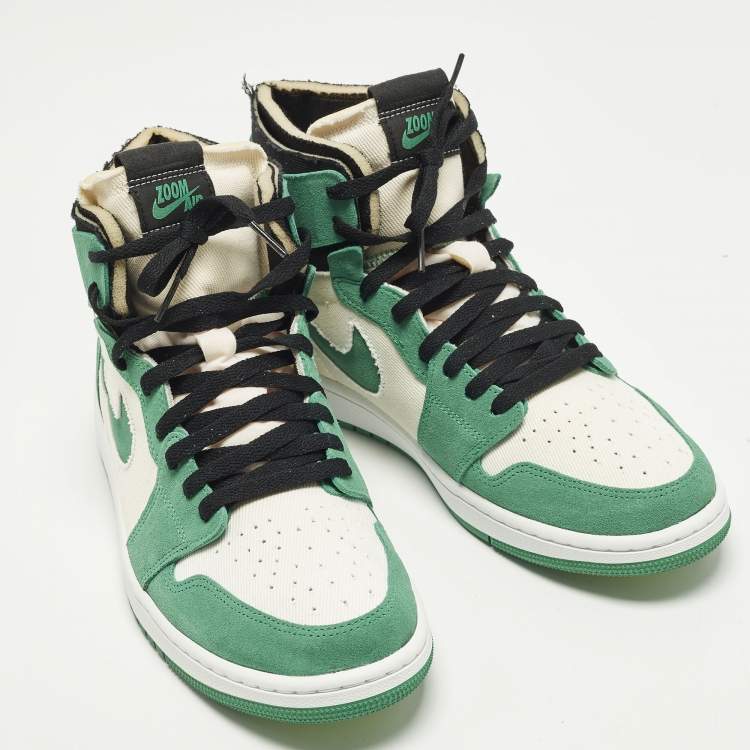 Pre Owned Air Jordans Jordan 1 Zoom Air CMFT Stadium Green Size 44.5 Multicolor Canvas and Suede High Top Sneakers