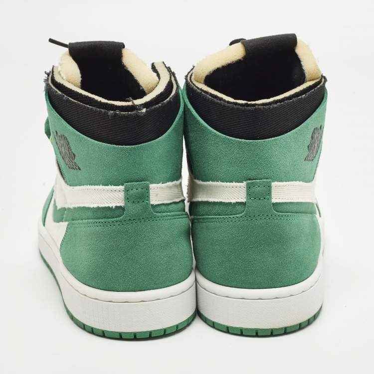 Pre Owned Air Jordans Jordan 1 Zoom Air CMFT Stadium Green Size 44.5 Multicolor Canvas and Suede High Top Sneakers
