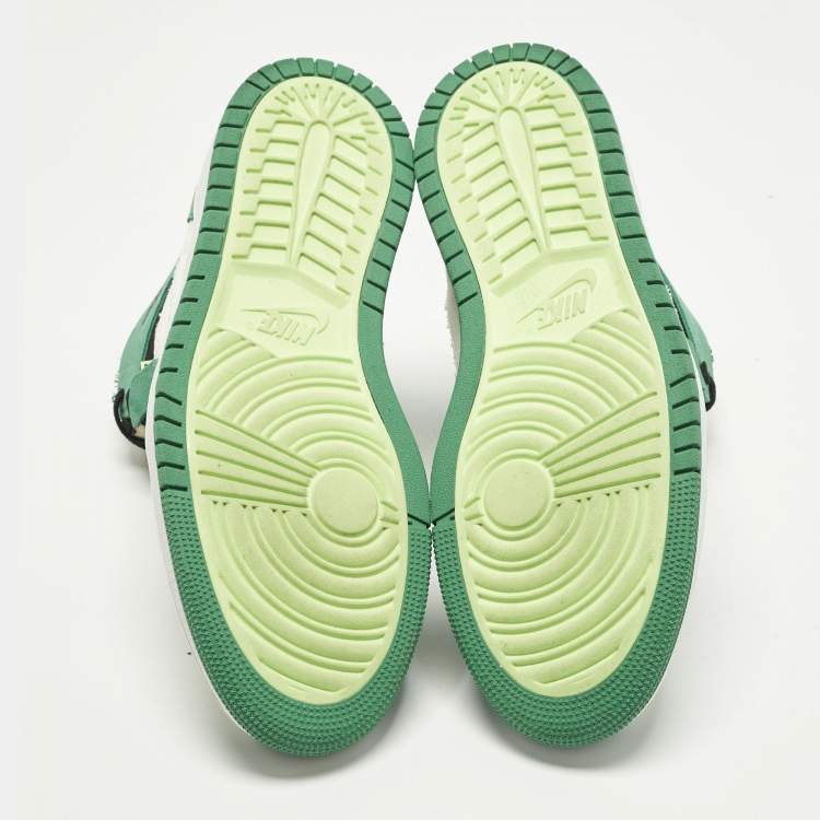 Pre Owned Air Jordans Jordan 1 Zoom Air CMFT Stadium Green Size 44.5 Multicolor Canvas and Suede High Top Sneakers