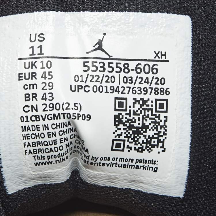 Pre Owned Air Jordans jordan 1 Size 45 Red/Black Leather Lace Up Sneakers