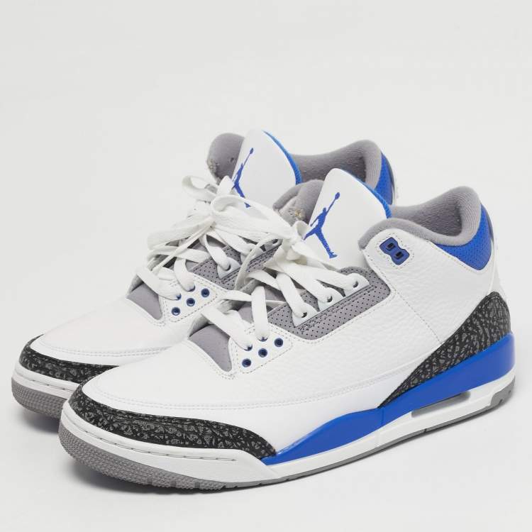 Pre Owned Air Jordans Jordan 3 Size 45 Tricolor Leather High Top Sneakers