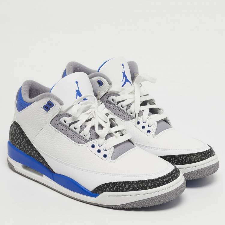 Pre Owned Air Jordans Jordan 3 Size 45 Tricolor Leather High Top Sneakers