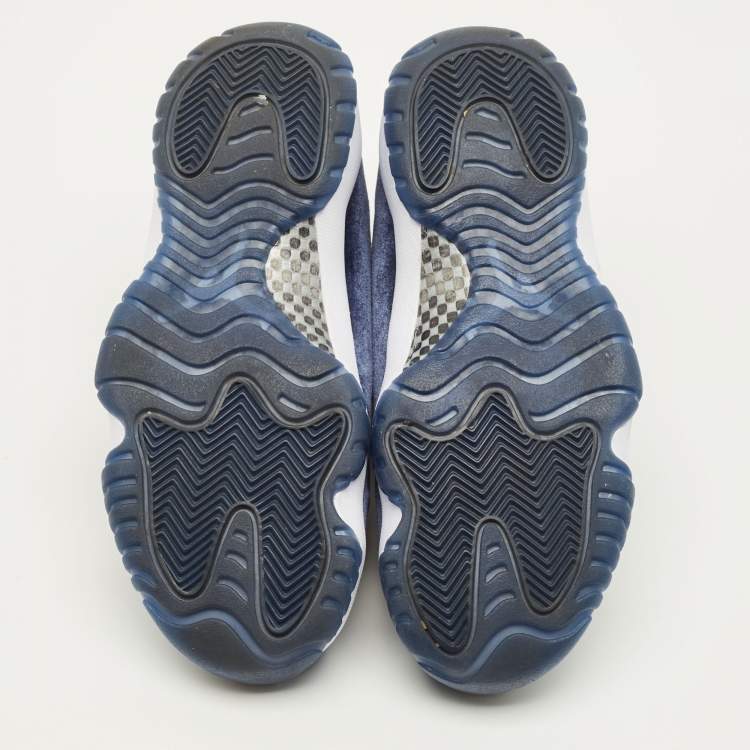 Pre Owned Air Jordans Jordan 11 Retro Midnight Navy Size 40 Navy Blue Velvet High Top Sneakers