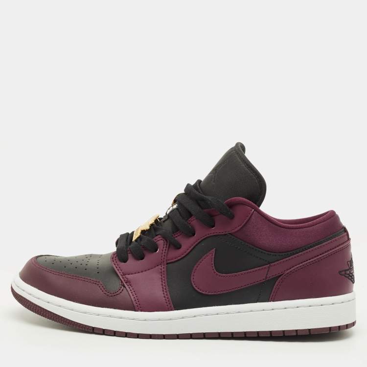 Pre Owned Air Jordans Jordan 1 Dark Beetroot Size 44.5 Burgundy/Black Leather and Satin Low Top Sneakers