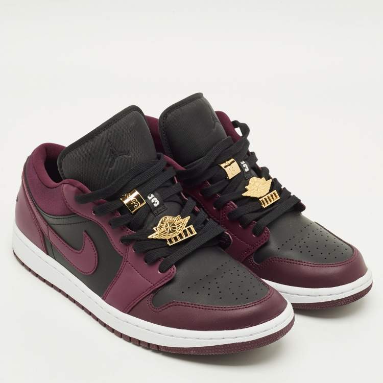 Pre Owned Air Jordans Jordan 1 Dark Beetroot Size 44.5 Burgundy/Black Leather and Satin Low Top Sneakers