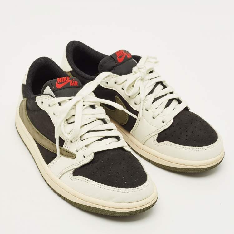 Pre Owned حذاء رياضي أير جوردانز جوردان 1 جلد ثلاثي الألوان وشامواه لو توب مقاس 46