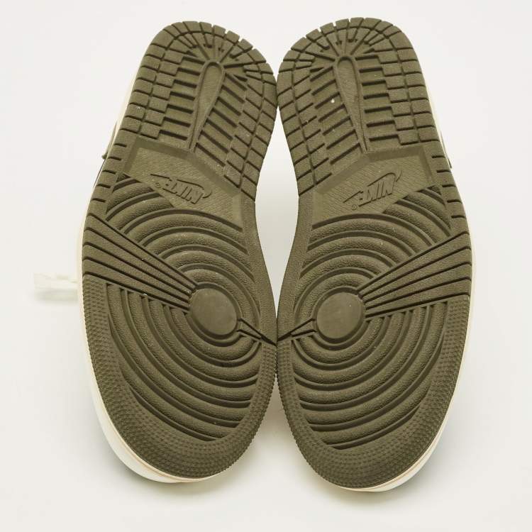 Pre Owned حذاء رياضي أير جوردانز جوردان 1 جلد ثلاثي الألوان وشامواه لو توب مقاس 46