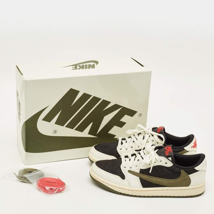 Pre Owned حذاء رياضي أير جوردانز جوردان 1 جلد ثلاثي الألوان وشامواه لو توب مقاس 46