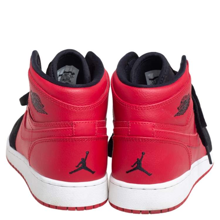 Pre Owned Air Jordan Red/Black Leather  1 Retro High Top Sneakers Size 38.5