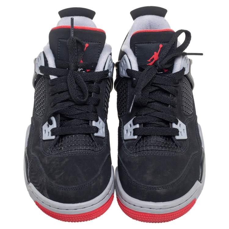 Pre Owned Air Jordan Black Nubuck Leather 4 Retro Sneaker Size 36.5