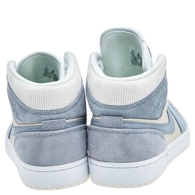 Pre Owned Air Jordan Light Blue/Cream Suede And Leather Jordan 1 Retro High Sneakers Size 41