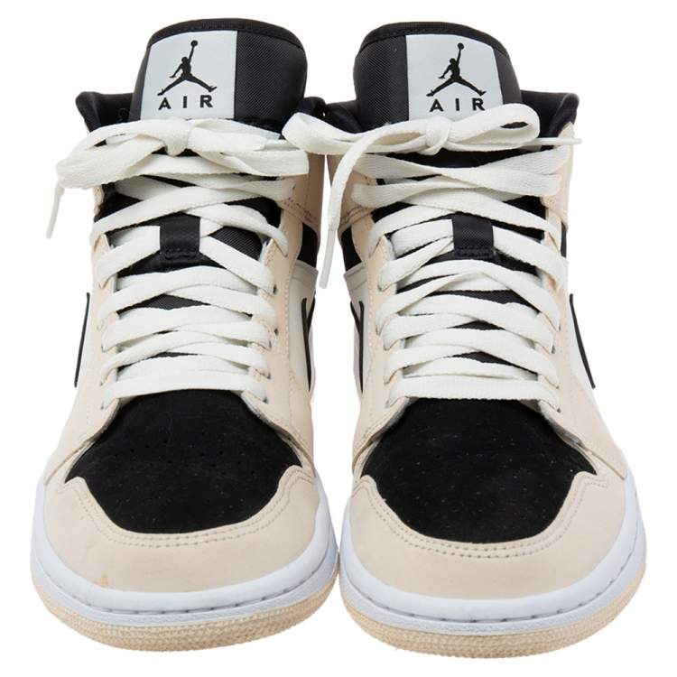 Pre Owned Air Jordan White/Black Nubuck Leather Retro High Top Sneakers Size 40
