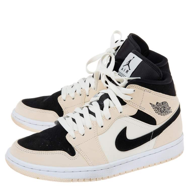 Pre Owned Air Jordan White/Black Nubuck Leather Retro High Top Sneakers Size 40