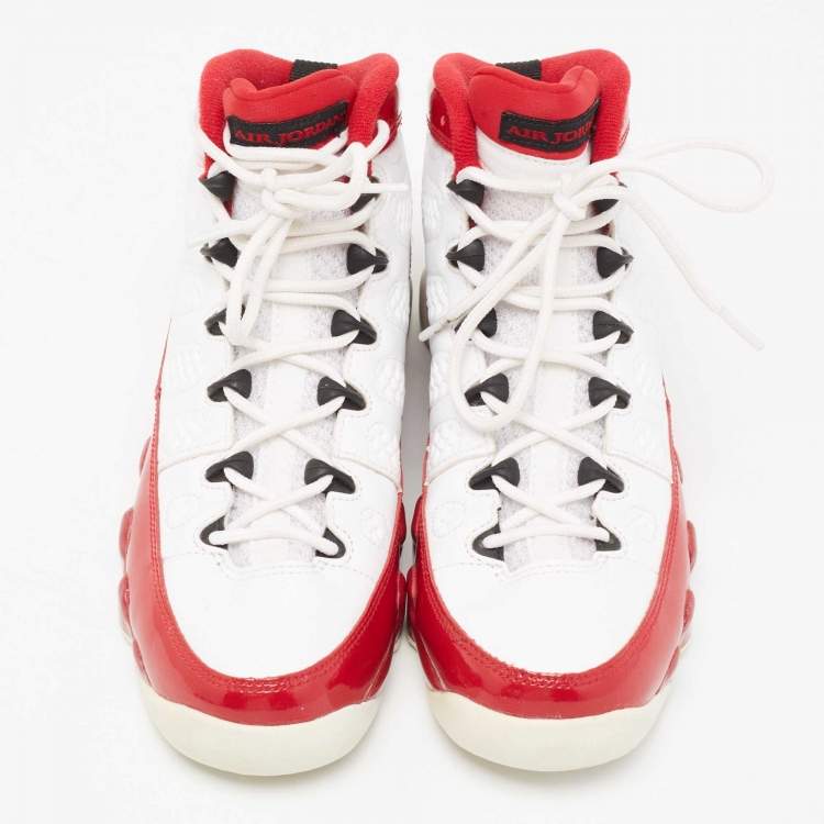 Pre Owned Air Jordan 9 Gym Red/White Patent and Leather Retro Mid-Top Sneakers Size 38.5