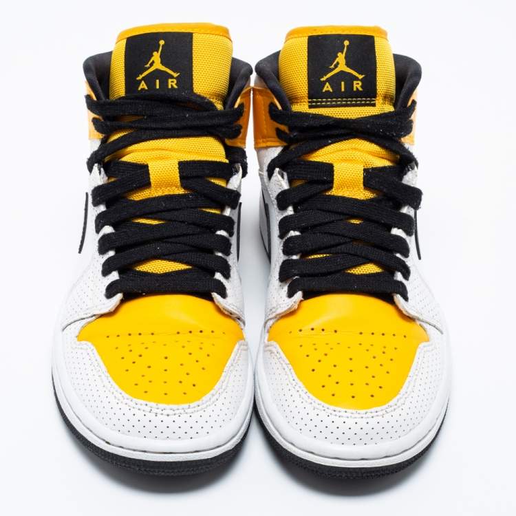 مملوكة مسبقًا Air Jordan 1 Tri-Color Perforated and Leather Mid Laser Sneakers Size 38