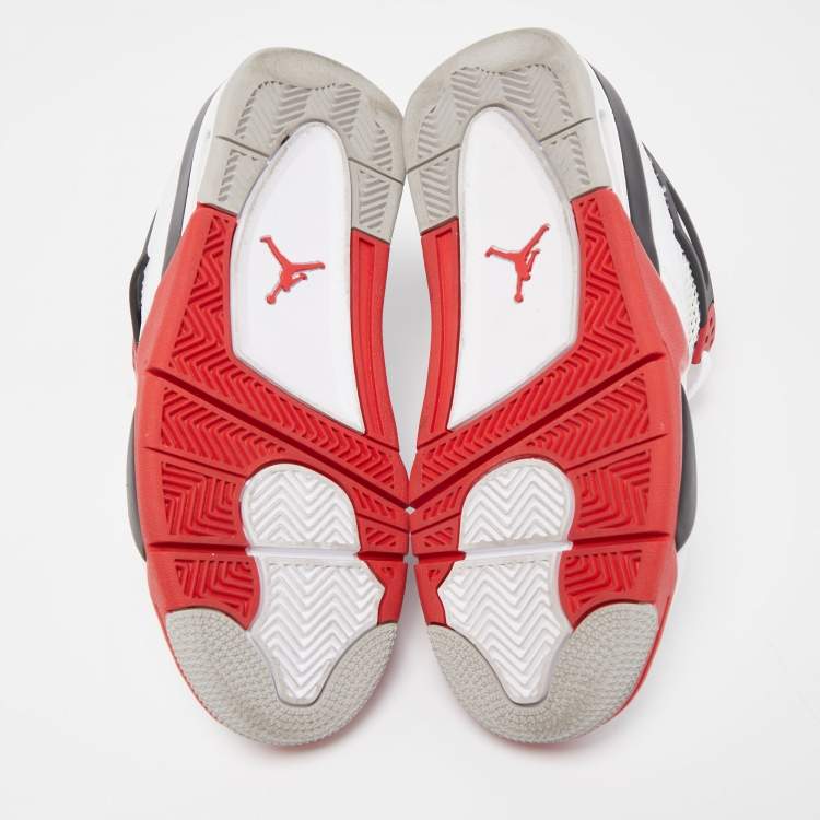 Pre Owned Air Jordan Tricolor Leather Air Jordan 4 Fire Red Sneakers Size 38