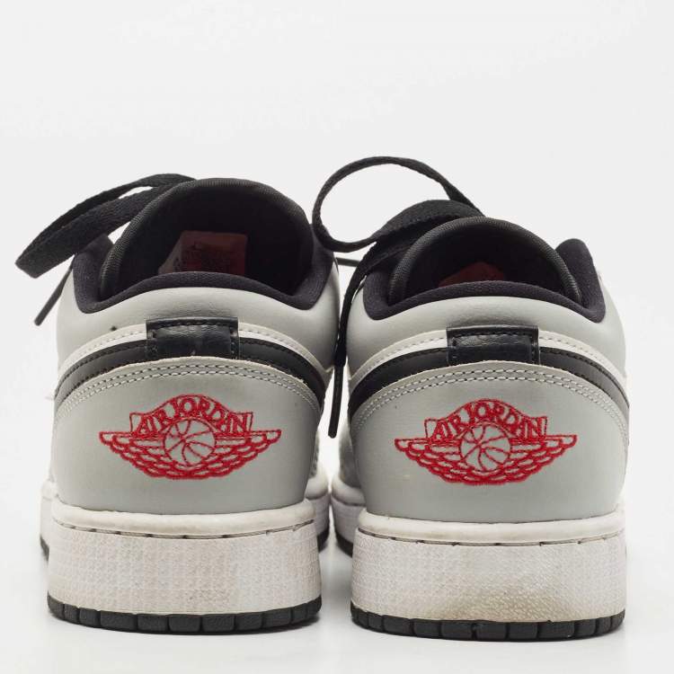 Pre Owned Air Jordan Grey/White Leather 1 Low Light Smoke Grey Sneakers Size 38.5
