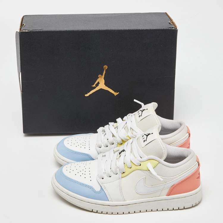 Pre Owned Air Jordans White Leather and Mesh Jordan 1 To My First Coach Sneakers Size 38