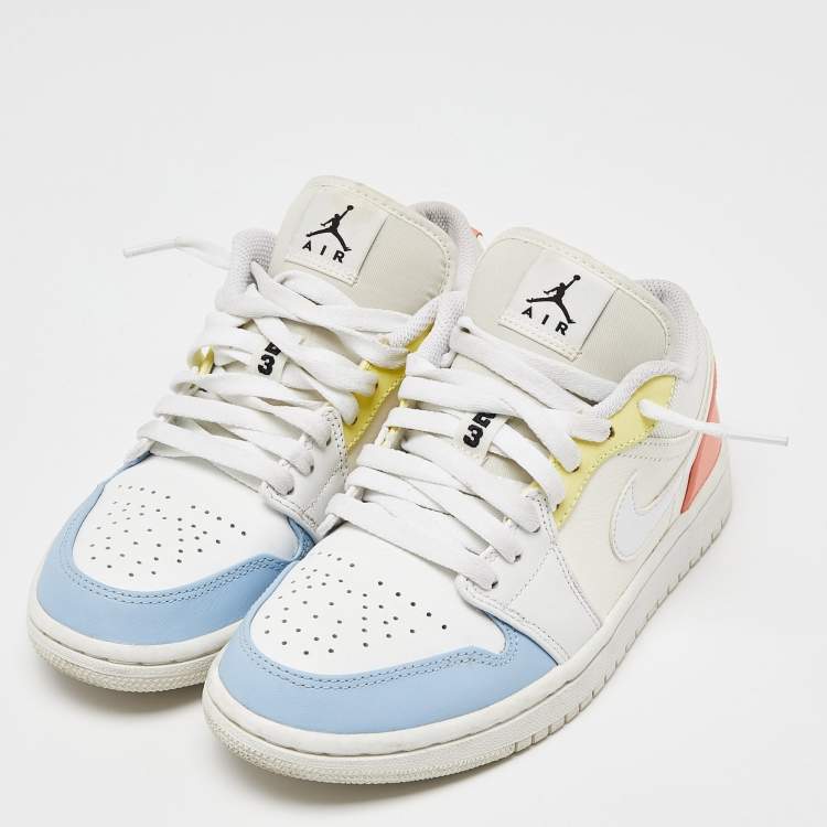 Pre Owned Air Jordans White Leather and Mesh Jordan 1 To My First Coach Sneakers Size 38