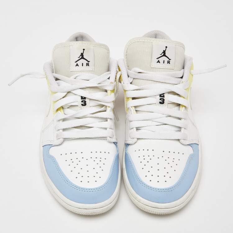 Pre Owned Air Jordans White Leather and Mesh Jordan 1 To My First Coach Sneakers Size 38