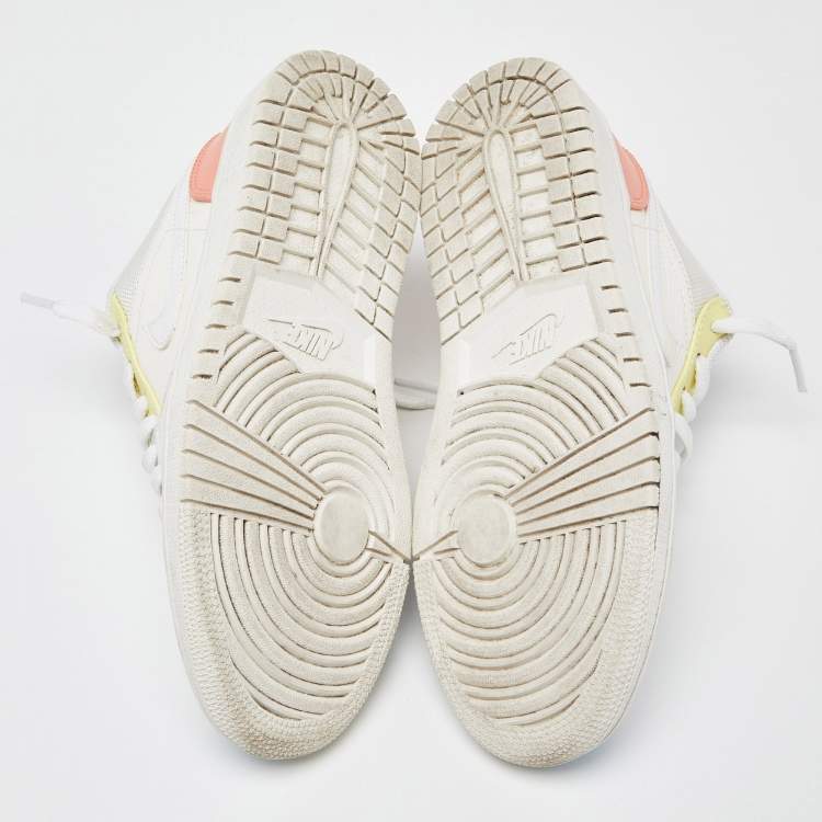 Pre Owned Air Jordans White Leather and Mesh Jordan 1 To My First Coach Sneakers Size 38