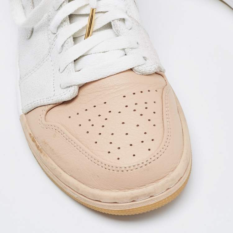Pre Owned Nike Air  Orange/Grey Leather Jordan 1 Retro High Premium 'Dipped Toe' Sneakers Size 38.5
