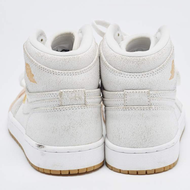 Pre Owned Nike Air  Orange/Grey Leather Jordan 1 Retro High Premium 'Dipped Toe' Sneakers Size 38.5