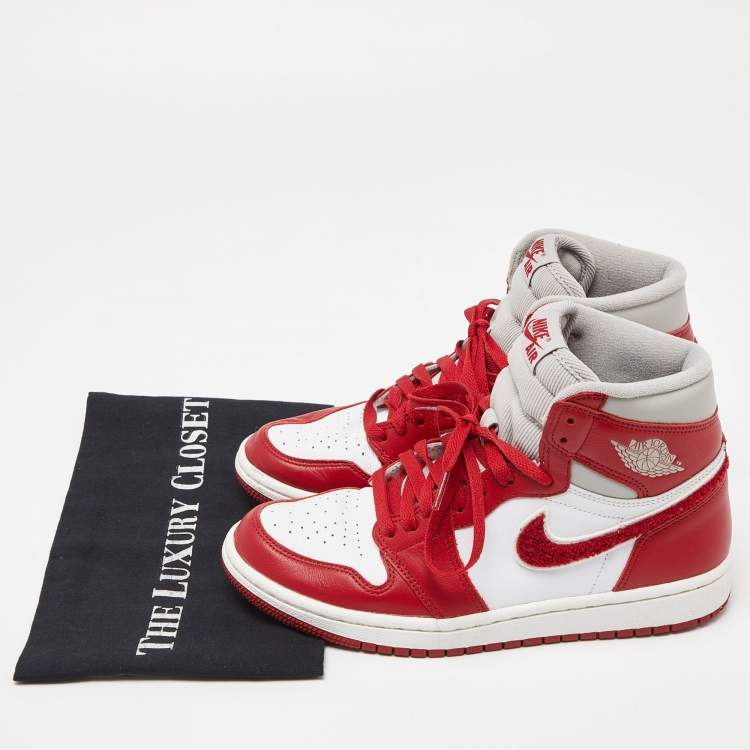 Pre Owned Nike Air Jordan Red/White Leather Jordan 1 1 High OG "Newstalgia" Sneakers Size 40