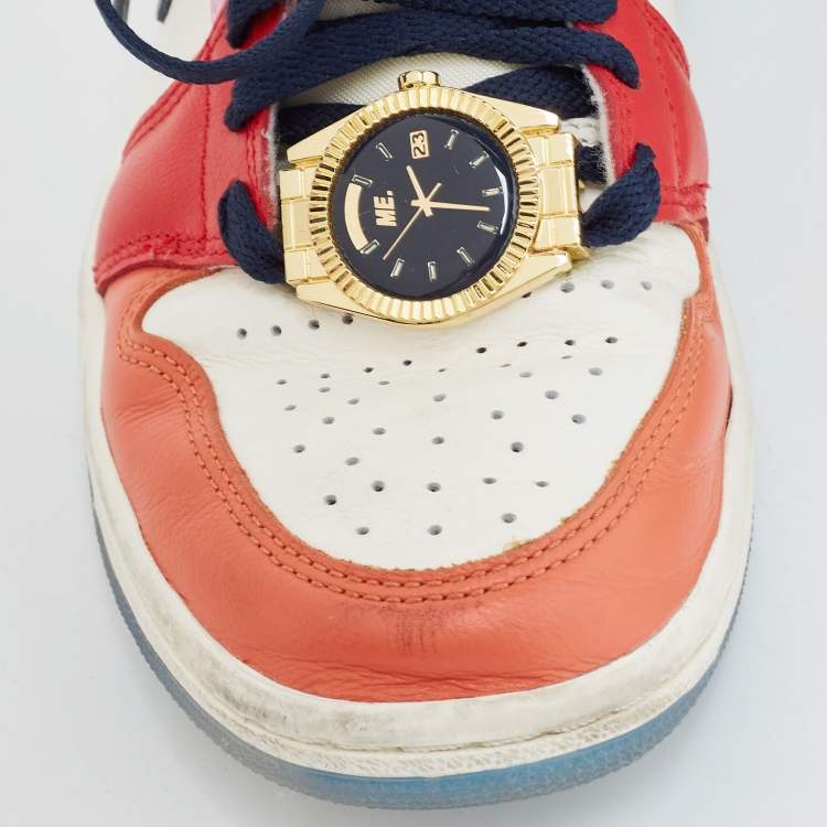 Pre Owned Air Jordan X Melody Ehsani Multicolor Leather Jordan 1 Mid SE Fearless Sneakers Size 38
